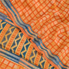 Sanskriti Vintage Sarees Indian Orange Pure Crepe Silk Printed Sari Craft Sustainable Fabric