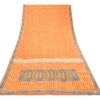 Sanskriti Vintage Sarees Indian Orange Pure Crepe Silk Printed Sari Craft Sustainable Fabric