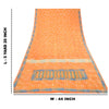 Sanskriti Vintage Sarees Indian Orange Pure Crepe Silk Printed Sari Craft Sustainable Fabric
