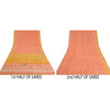 Sanskriti Vintage Sarees Peach Hand Beaded Pure Crepe Silk Sari 5yd Craft Sustainable Fabric