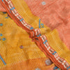 Sanskriti Vintage Sarees Peach Hand Beaded Pure Crepe Silk Sari 5yd Craft Sustainable Fabric