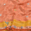 Sanskriti Vintage Sarees Peach Hand Beaded Pure Crepe Silk Sari 5yd Craft Sustainable Fabric