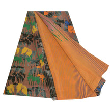 Load image into Gallery viewer, Sanskriti Vintage Sarees Saffron Pure Crepe Silk Printed Sari Soft Craft Fabric
