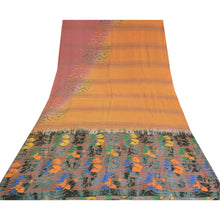 Load image into Gallery viewer, Sanskriti Vintage Sarees Saffron Pure Crepe Silk Printed Sari Soft Craft Fabric
