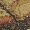 Sanskriti Vintage Sarees Hand Beaded Kantha Pure Crepe Silk Sari Printed Sustainable Fabric