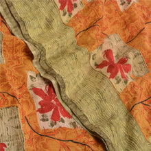 Load image into Gallery viewer, Sanskriti Vintage Sarees Pale Cream Pure Crepe Silk Printed Sari Craft Fabric
