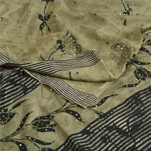Load image into Gallery viewer, Sanskriti Vintage Sarees Green Pure Crepe Silk Printed Sari Floral Craft Fabric
