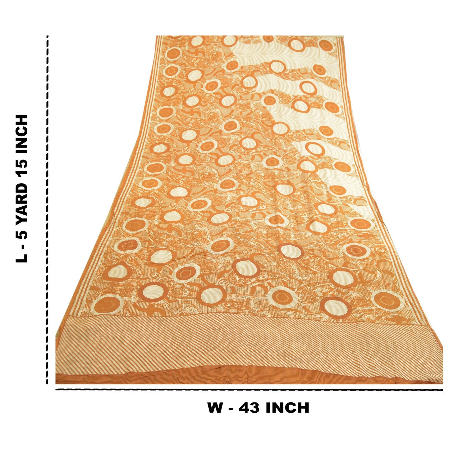 Sanskriti Vintage Sarees Ivory Indian Pure Crepe Silk Printed Sari Craft Sustainable Fabric