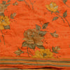 Sanskriti Vintage Sarees Orange Indian Pure Crepe Silk Printed Sari Craft Sustainable Fabric