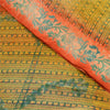 Sanskriti Vintage Sarees Yellow Indian Pure Crepe Silk Printed Sari Craft Sustainable Fabric