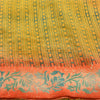 Sanskriti Vintage Sarees Yellow Indian Pure Crepe Silk Printed Sari Craft Sustainable Fabric
