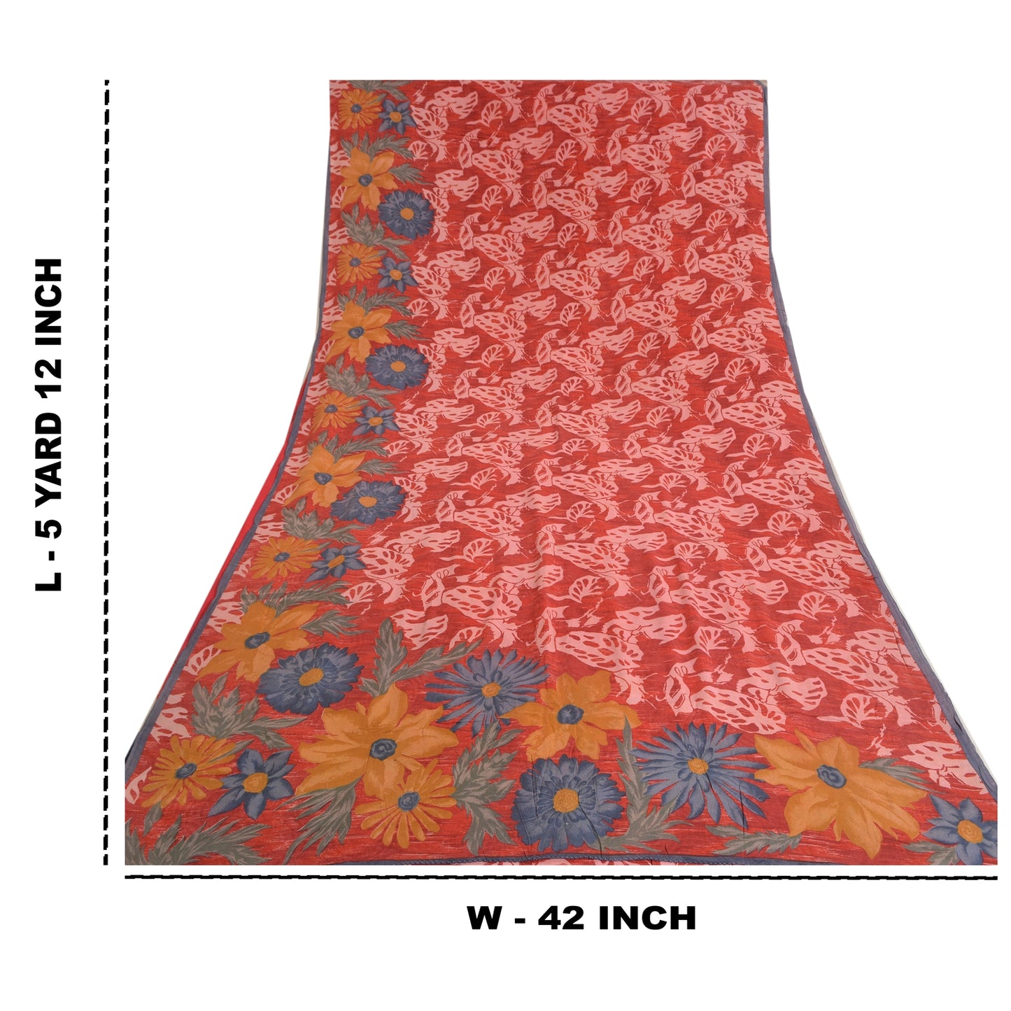 Санскритские винтажные сари красного цвета из Индии с принтом из чистого крепированного шелка, сари из экологически чистой ткани