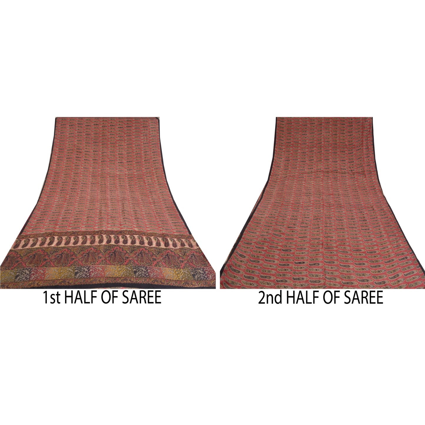 Sanskriti Vintage Sarees Purple 100% Pure Crepe Silk Printed Sari Craft Sustainable Fabric