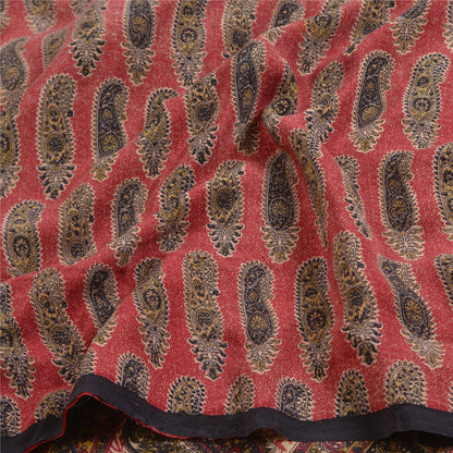 Sanskriti Vintage Sarees Purple 100% Pure Crepe Silk Printed Sari Craft Sustainable Fabric