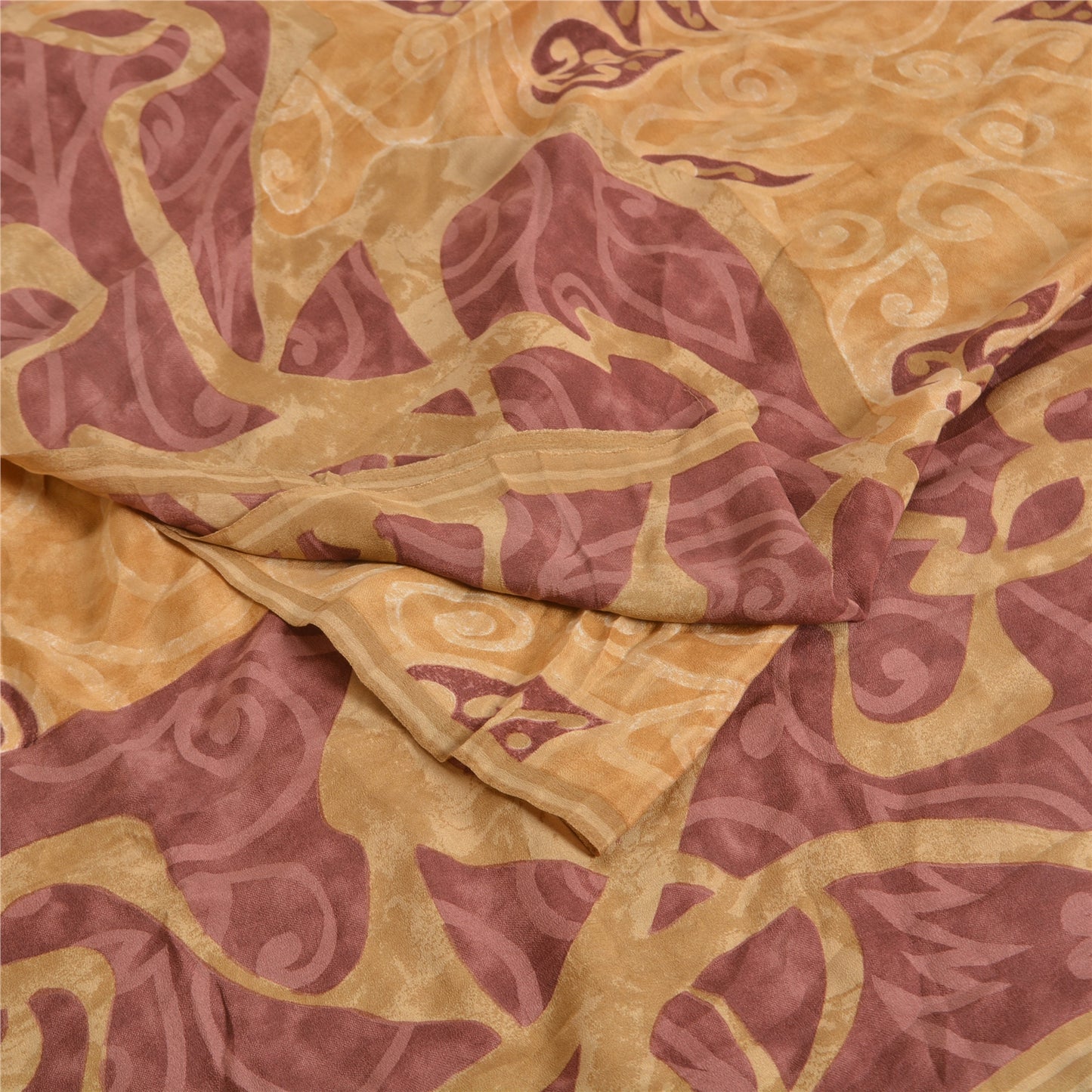 Sanskriti Vintage Sarees Green Indian Pure Crepe Silk Printed Sari Craft Sustainable Fabric