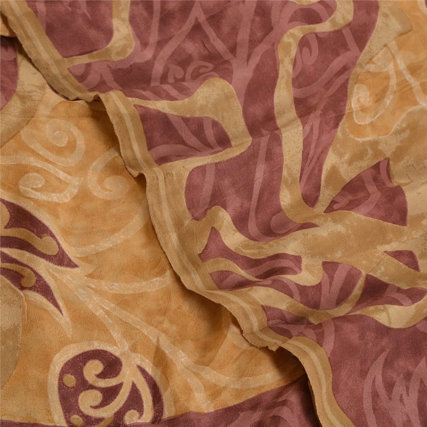 Sanskriti Vintage Sarees Green Indian Pure Crepe Silk Printed Sari Craft Sustainable Fabric