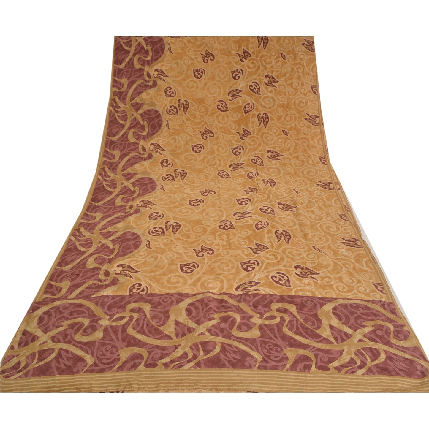 Sanskriti Vintage Sarees Green Indian Pure Crepe Silk Printed Sari Craft Sustainable Fabric