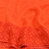 Sanskriti Vintage Sarees Indian Orange Pure Crepe Silk Sari Printed Craft Sustainable Fabric