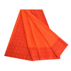 Sanskriti Vintage Sarees Indian Orange Pure Crepe Silk Sari Printed Craft Sustainable Fabric