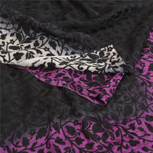 Load image into Gallery viewer, Sanskriti Vintage Sarees Black Printed Woven Pure Crepe Silk Sari Craft Fabric
