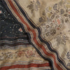 Sanskriti Vintage Sarees Ivory Hand Beaded Pure Crepe Silk Printed Sari Sustainable Fabric