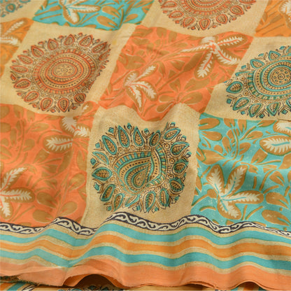 Sanskriti Vintage Sarees Indian Multi Pure Crepe Silk Printed Sari Craft Sustainable Fabric
