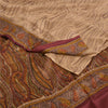 Sanskriti Vintage Sarees Light-Brown Pure Crepe Silk Printed Sari Craft Sustainable Fabric