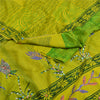 Sanskriti Vintage Sarees Green Hand Beaded Pure Crepe Silk Printed Sari Sustainable Fabric
