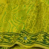Sanskriti Vintage Sarees Green Hand Beaded Pure Crepe Silk Printed Sari Sustainable Fabric