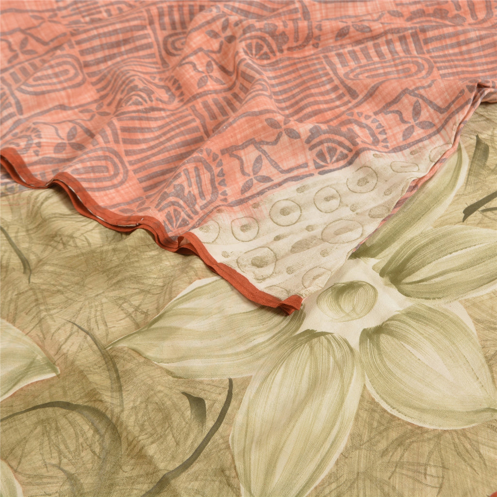 Sanskriti Vintage Sarees Multi From India Printed Pure Crepe Silk Sari Sustainable Fabric