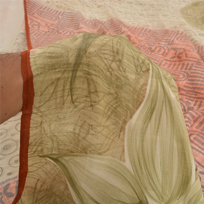 Sanskriti Vintage Sarees Multi From India Printed Pure Crepe Silk Sari Sustainable Fabric