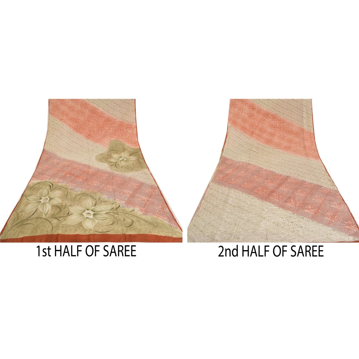 Sanskriti Vintage Sarees Multi From India Printed Pure Crepe Silk Sari Sustainable Fabric