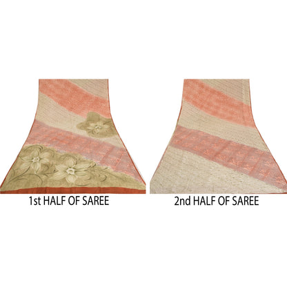 Sanskriti Vintage Sarees Multi From India Printed Pure Crepe Silk Sari Sustainable Fabric