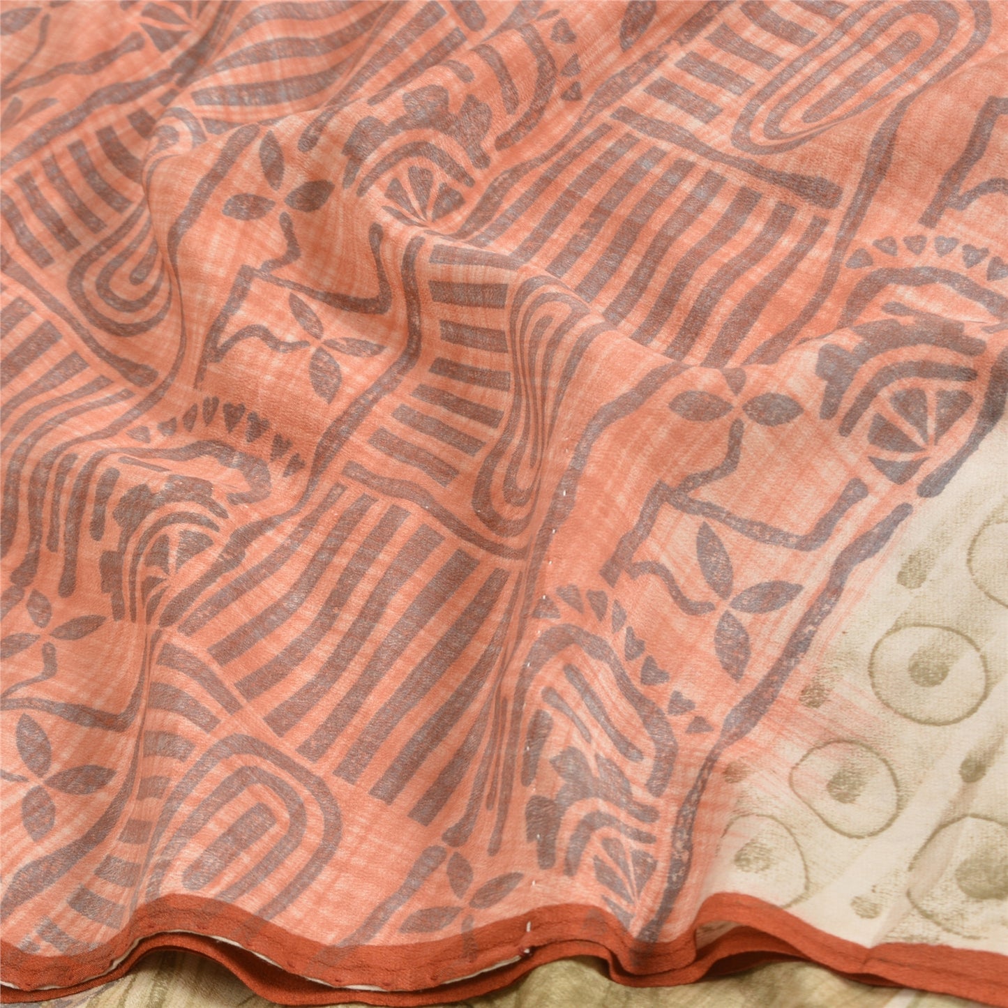 Sanskriti Vintage Sarees Multi From India Printed Pure Crepe Silk Sari Sustainable Fabric