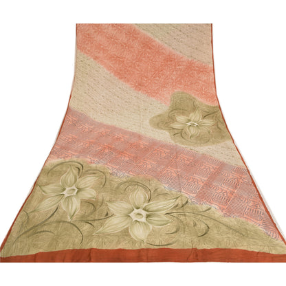 Sanskriti Vintage Sarees Multi From India Printed Pure Crepe Silk Sari Sustainable Fabric