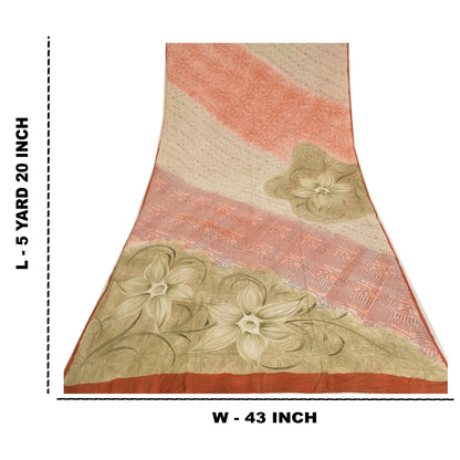 Sanskriti Vintage Sarees Multi From India Printed Pure Crepe Silk Sari Sustainable Fabric