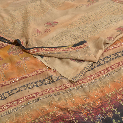 Санскритские винтажные сари из многослойного бисера ручной работы из чистого крепированного шелка сари из экологически чистой ткани