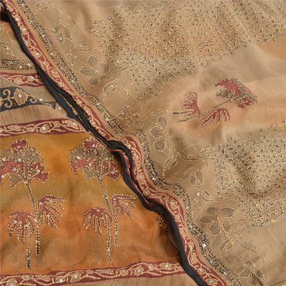 Санскритские винтажные сари из многослойного бисера ручной работы из чистого крепированного шелка сари из экологически чистой ткани