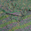 Sanskriti Vintage Sarees Green Hand Beaded Pure Crepe Silk Printed Sari Sustainable Fabric