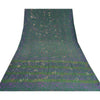 Sanskriti Vintage Sarees Green Hand Beaded Pure Crepe Silk Printed Sari Sustainable Fabric