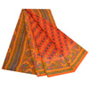 Sanskriti Vintage Sarees Red Printed Indian Pure Crepe Silk Sari Craft Sustainable Fabric