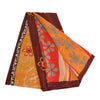 Sanskriti Vintage Sarees Rød Ren Crepe Silke Trykt Sari Blomster Håndværk Bæredygtigt Stof