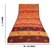 Sanskriti Vintage Sarees Rød Ren Crepe Silke Trykt Sari Blomster Håndværk Bæredygtigt Stof