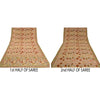 Sanskriti Vintage Sarees Shades Of Peach Pure Crepe Silk Print Sari Craft Sustainable Fabric