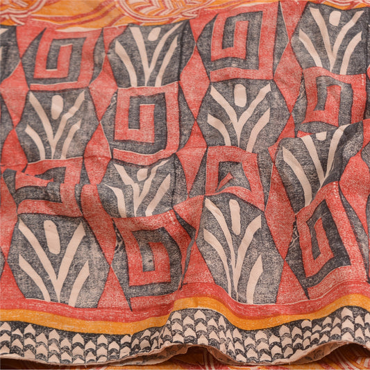 Санскритские винтажные сари из Индии, натуральный шелк, напечатанный на сари, устойчивая ткань