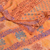 Sanskriti Vintage Sarees Indian Peach Printed Pure Crepe Silk Sari Craft Sustainable Fabric