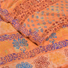 Sanskriti Vintage Sarees Indian Peach Printed Pure Crepe Silk Sari Craft Sustainable Fabric