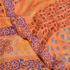 Sanskriti Vintage Sarees Indian Peach Printed Pure Crepe Silk Sari Craft Sustainable Fabric