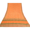 Sanskriti Vintage Sarees Indian Orange Pure Crepe Silk Printed Sari Craft Sustainable Fabric