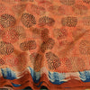 Sanskriti Vintage Sarees Orange Pure Crepe Silk Printed Sari Soft Craft Sustainable Fabric